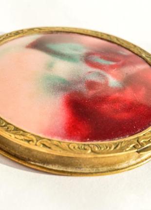 Старинная пудреница,зеркальце! латунь!