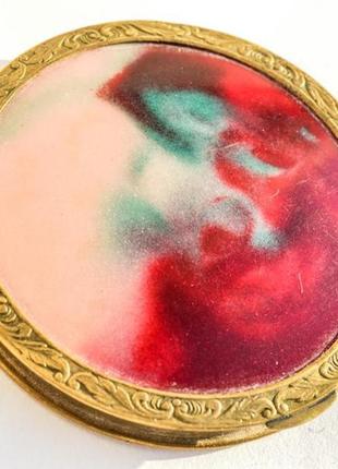 Старинная пудреница,зеркальце! латунь!