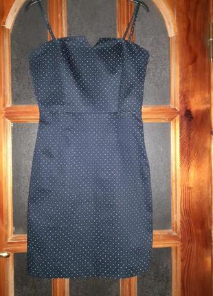 Шикарное корсажное платье в горошек  ткань хлопок фирмы edition франция размер s/44