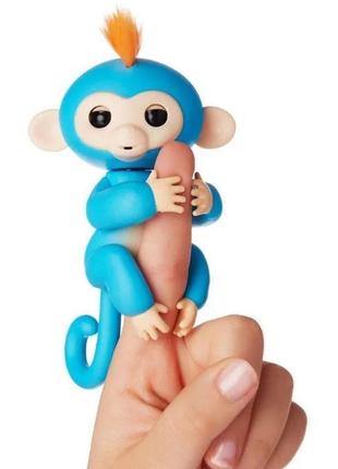 Интерактивная обезьянка на палец fingerlings happy monkey умная детская игрушка синий