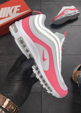 🌼🌺nike air max 97 white red🌺🌼женские кроссовки найк, светлые весна-лето-осень