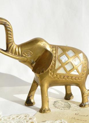 Коллекционная скульптура, слон! бронза. перламутр.