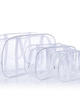 Набор прозрачных сумок в роддом с ременными ручками nika torri (s, m, l) белый