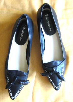 Черные кожаные туфли типа мокасины, натуральная кожа, enzo angiolini 6,5 р. (амер.)1 фото