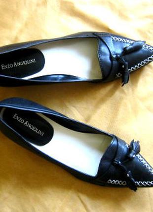 Черные кожаные туфли типа мокасины, натуральная кожа, enzo angiolini 6,5 р. (амер.)2 фото