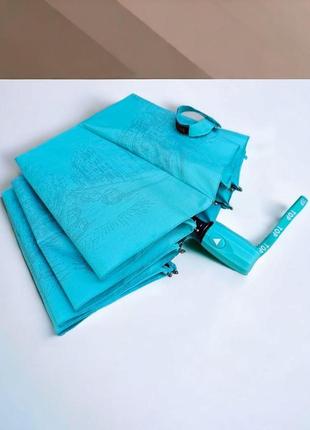 Женский зонт полуавтомат складной от дождя toprain 10 спиц с рисунком внутри голубой10 фото