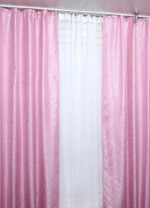 Комплект готовых жаккардовых штор "савана", цвет розовый6 фото
