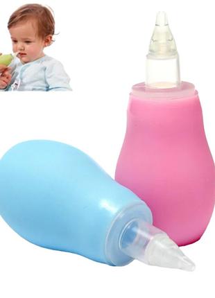 Аспиратор детская груша для носа, розовый2 фото
