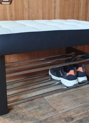 Банкетка для обуви с мягким сиденьем в коридор6 фото