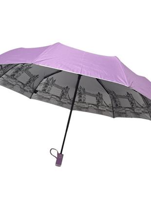 Жіноча парасолька автомат срібний дощ з візерунком зсередини #0729/3