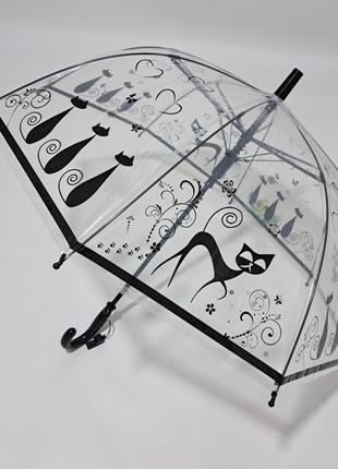 Детский зонтик rain proof прзрачный с кошками #1022/14 фото