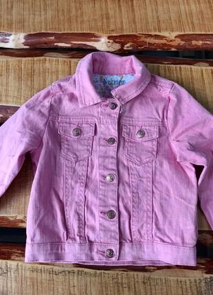 Рожева джинсова куртка для дівчинки 4-5 років, nutmeg2 фото