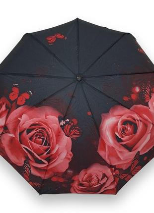Жіноча парасолька автомат frei regen з трояндою #1001