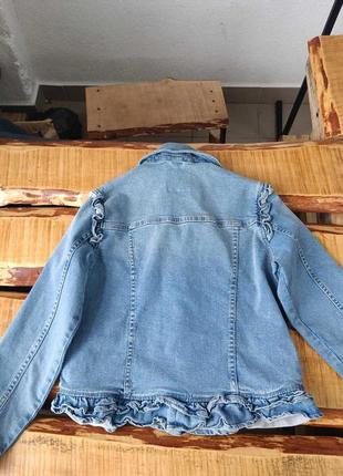 Джинсова куртка з оборками для дівчинки 11-12 років, next7 фото