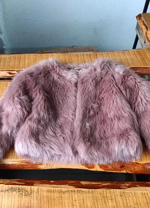 Укороченные розовая шубка для девочки 7 лет next