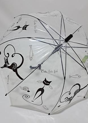 Дитяча парасолька rain proof прозора з котами #1022/2