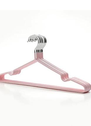 Тремпеля, вішалка для одягу із силіконовим покриттям, 30 шт рожеві3 фото