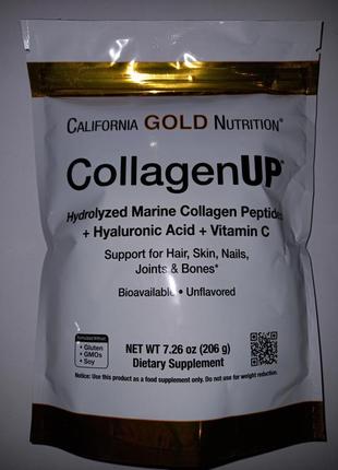 California gold nutrition, collagenup, морський колаген, гіалуронова кислота і вітамін с 206г.1 фото