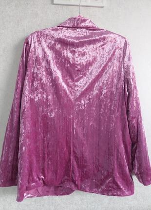 🥼велюровый🥼бархатный пиджак, цвет розовой фуксии, vero moda(размер 10-12)4 фото