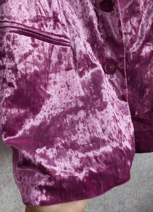 🥼велюровый🥼бархатный пиджак, цвет розовой фуксии, vero moda(размер 10-12)8 фото