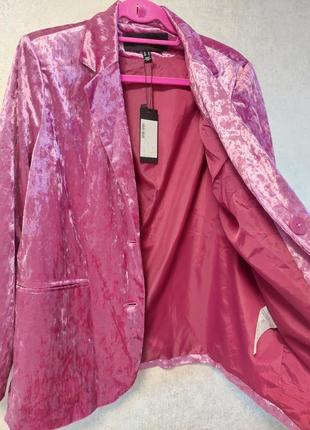 🥼велюровый🥼бархатный пиджак, цвет розовой фуксии, vero moda(размер 10-12)10 фото