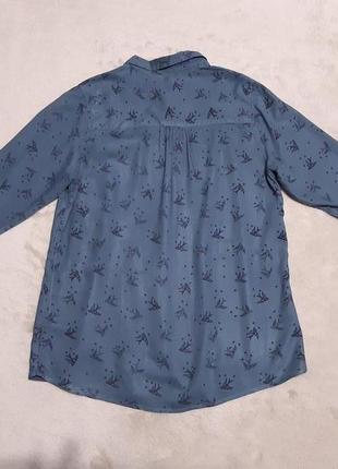 Сорочка в ластівки принт довгий рукав віскоза розмір 10-12 marks & spencer3 фото