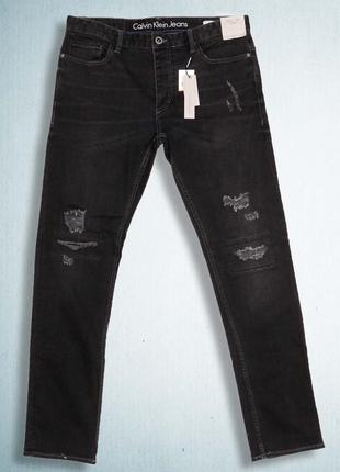 Мужские черные джинсы calvin klein distressed slim1 фото