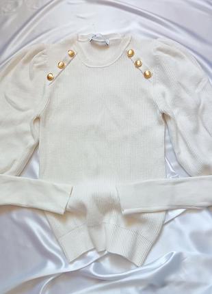 Молочный свитер рукава воланы зара zara m 382 фото