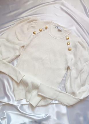 Молочный свитер рукава воланы зара zara m 383 фото