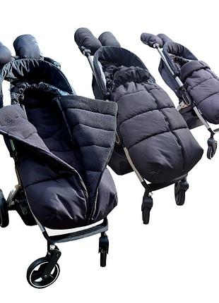 Черный футмуф "пресстиж" для коляски. зимний чехол, конверт на эоляску от happy way.