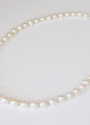 Намисто перлини білі срібло 8 мм вузлик, вишукане намисто з натурального каменю, красиві прикраси