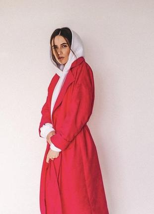 Тренч розовый из эко замши