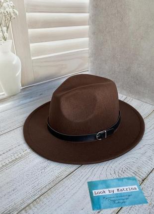 Шляпа федора коричневого цвета1 фото