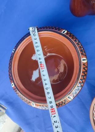 Глиняная посуда тарелка миска чайник из глины керамическая росписная посуда6 фото