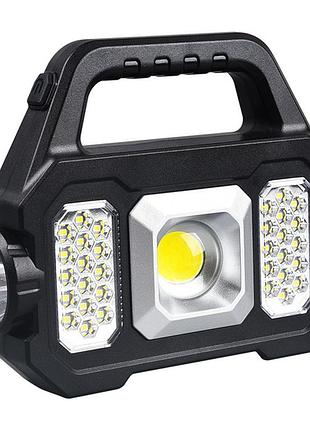 Аккумуляторный led фонарь power bank с солнечной панелью и боковая 2cob лампа usb...