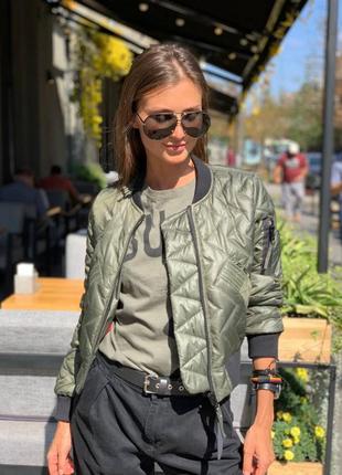 Жіноча куртка осіння бомбер хакі