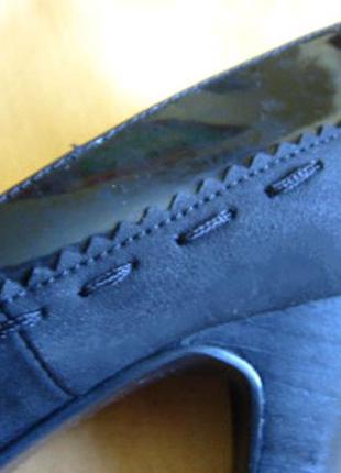 Черные классические кожаные туфли французского бренда andre 34 р., лаковая кожа + замш4 фото