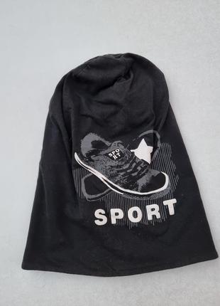 Шапка sport чорна на флісі