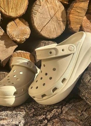 Женские кроксы сабо на платформе crocs classic crush bone все размеры в наличии