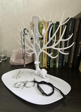 Органайзер підставка для прикрас олень білий