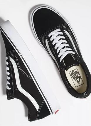 Женские кеды ванс vans old skool черные с белым3 фото