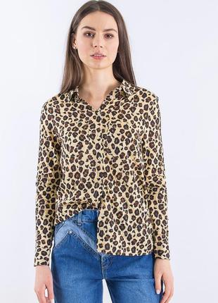 Рубашка женская с длинным рукавом леопардовый принт