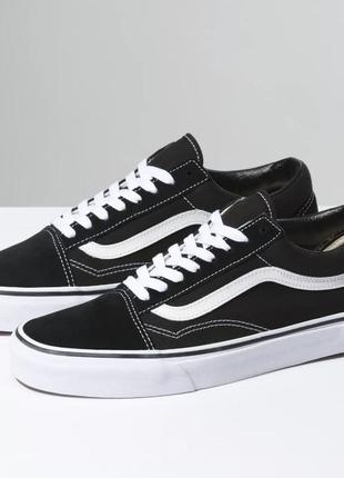 Чоловічі кеди ванс vans old skool чорні з білим5 фото