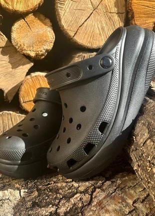 Жіночі крокси сабо на платформі crocs classic crush black