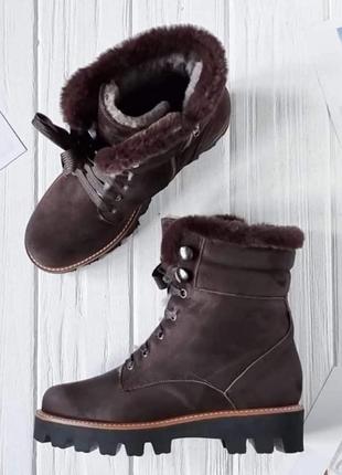 Високі теплі італійські 🇮🇹 зимові черевики на шнурках на овчині  37-38 розмір