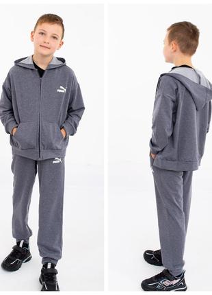 Спортивний костюм підліток puma (двунитка, замок) попіл