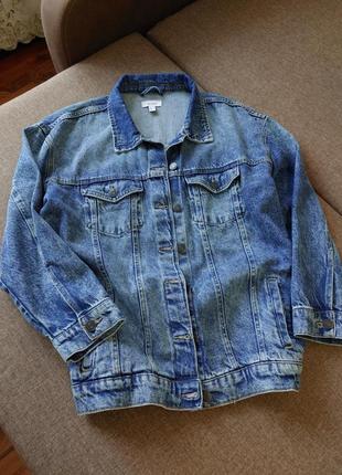 Стильная oversize джинсовка жакет женская джинсовая куртка