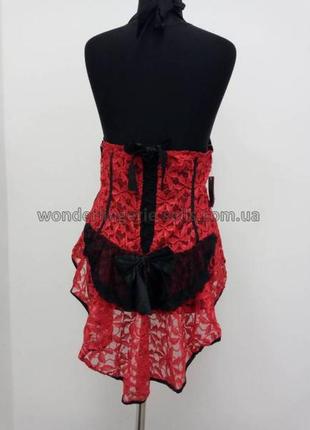 S m red rose livia corsetti чорно-червоний подовжений корсет3 фото