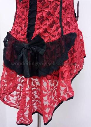 S m red rose livia corsetti чорно-червоний подовжений корсет8 фото