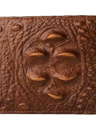 Мужской кожаный кошелек под рептилию портмоне натуральная кожа коричневый рептилия2 фото